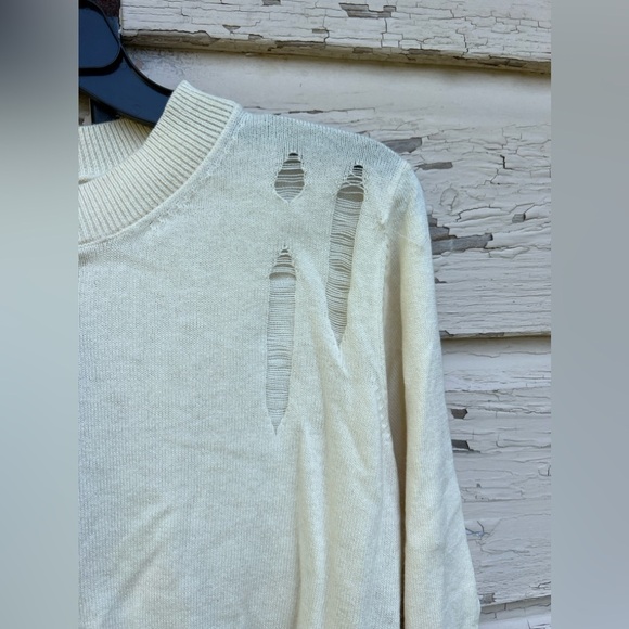 Hudson Jeans Cashmere Blend Distressed Soft Twist Back BoHo Pullover Sweater L - Picture 10 of 16